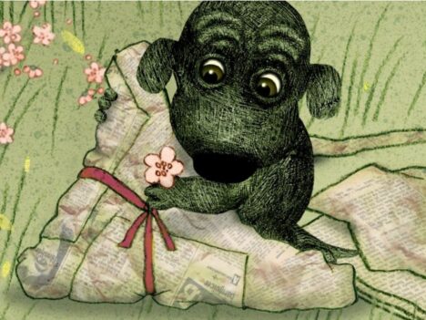 Presenter, skriven och illustrerad av Lotta Geffenblad. Hunden Aston öppnar en stor present.